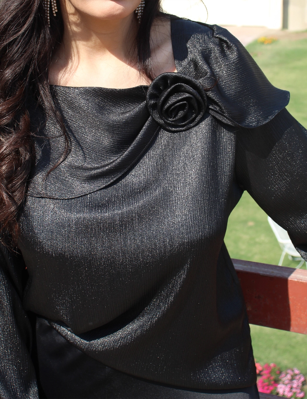 Black Éclat — Roselle Silk Blouse — View 3