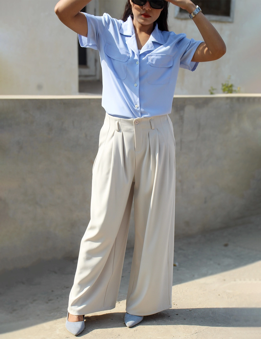 Crème Drape Pant — View 5