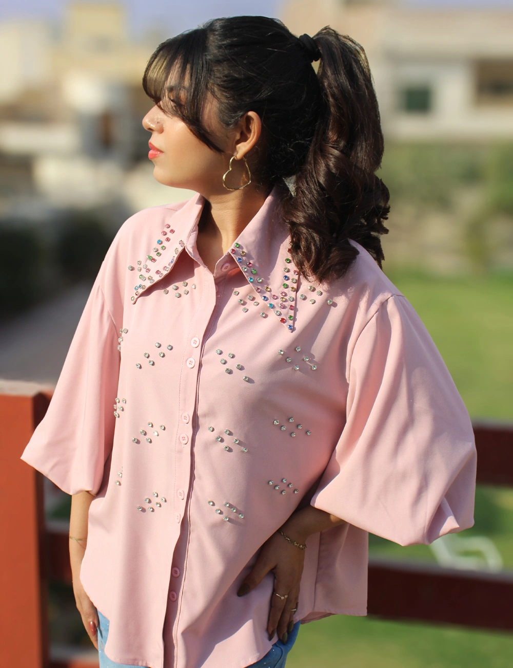 Crystal Lantern Shirt — Pink Petal alternate view